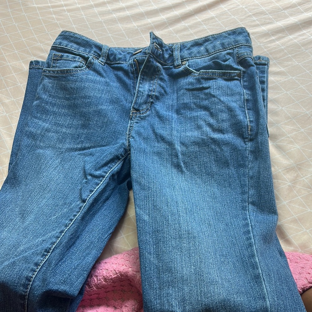 Dark Wash Straight/Boot Cut jeans Mid rise